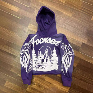 Sweat à capuche unisexe coupe-vent épais à imprimé loup, style streetwear, hiver, manches longues, cordon de serrage, coupe classique - Product Image 2