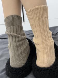 <b>Men's</b> <b>Cream</b> Tube Socks Knitted Solid Color Breathable Autumn Wear Regular Style Cotton Material Daily Use - Product Image 3