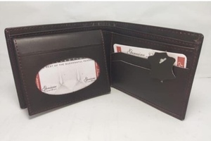 Portefeuille classique pour homme en cuir véritable, à double pli, avec fenêtre pour carte d'identité, marron foncé, élégant, porte-cartes fin, durable, organisateur de poche pour argent - Product Image 2