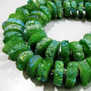 Cuentas de cuarzo solar de color verde, cuentas brillantes en forma de disco, de 15 a 20 mm, hebra de 8 pulgadas de largo - Product Image 2