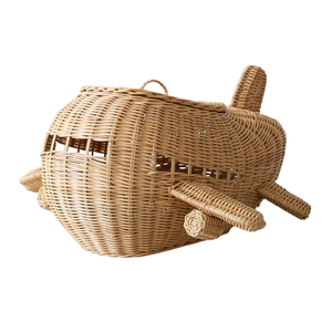 Cesta de Almacenamiento de Juguetes de Mimbre Natural con Diseño de Avión de Lujo para Habitación Infantil o Dormitorio, con Tapa, Venta al por Mayor - Product Image 2