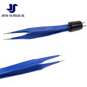 Pince bipolaire de bijoutier 4 pouces droite, pointes fines antiadhésives de 0,4 mm, manche plat isolé, instrument chirurgical réutilisable - Product Image 1
