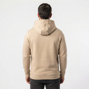 Sweat à capuche tendance pour homme, coupe droite, épaules tombantes, demi-zip, doublure écologique, en molleton de coton épais, collection Printemps - Product Image 2