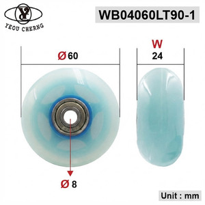 Furniture Caster <b>Wheel</b> 60mm Polyurethane Swivel WB04060LT90-1 Sky Blue Silent <b>Wheel</b> YEOU CHERNG - Product Image 2