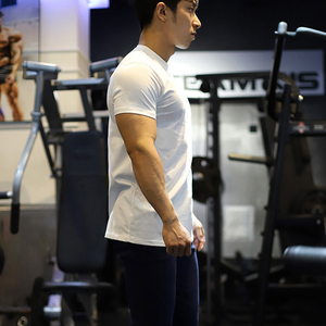 Mens Athletic Top Activewear Shirt Front <b>Logo</b> Slim Fit Short Sleeve Lightweight Gym Sports Quick Dry Elastic Polyester T-shirts - Product Image 2