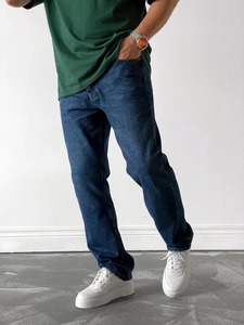 Pantalones Vaqueros Personalizados para Hombre, Azules, de Algodón de Alta Calidad, Lavado Ligero, Corte Recto, Holgados, Talla Grande, Estilo Cargo - Product Image 3