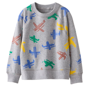 Sweat-shirt pour bébé et enfant, en molleton français, imprimé intégral, manches raglan, col côtelé extensible doux, poids moyen, polyester/coton - Product Image 1