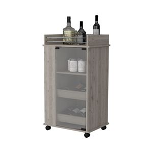 Lusk drink Set servizio ruote Bar carrello con 2-portabottiglie e porta in vetro - Product Image 6