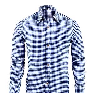 <b>Men</b>’s <b>Blue</b> Bavarian Oktoberfest Trachten <b>Shirt</b> Soft Cotton Long Sleeve Traditional Fit S to 4XL - Product Image 1