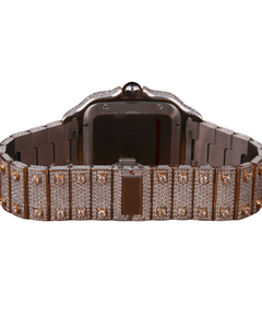 Montre de luxe pour homme personnalisée, cadran blanc, or blanc, diamants, entièrement pavée, automatique, acier inoxydable, boîtier rond - Product Image 4