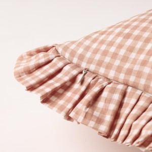 Bej Gingham Fırfırlı Minder Kılıfı Minder Çiftlik Evi Cottagecore Dekor Rustik Toprak Tonu Ekose Pamuklu Yastık - Product Image 5