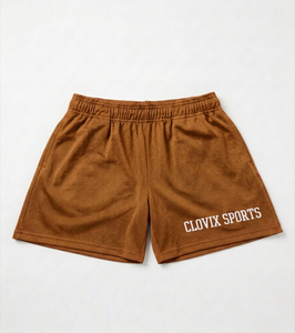 Shorts de sport pour hommes Clovix en maille verte, taille élastique, respirants, style sportif, longueur courte, vêtements de sport, prix abordable, vente en gros - Product Image 6