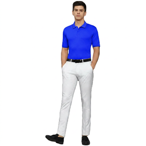 Chemise Homme Manches Courtes Corail 100% Coton Tricoté Couleur Unie Décontractée Respirante Anti-Plis Brodé Coupe Classique Blanc - Product Image 4