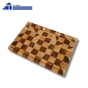 ชุดเขียงไม้สักอะคาเซีย OEM แบบ End Grain สำหรับหั่นขนมปัง อุปกรณ์ครัวไม้สุดฮิตสำหรับผู้นำเข้า ปี 2026 - Product Image 2