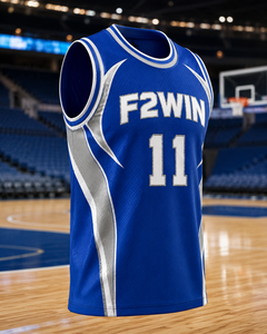 Maillot de basket-ball personnalisé unisexe F2WIN, débardeur en mesh sans manches, col rond, respirant, impression sublimée, numéros d'équipe 21, noir et blanc - Product Image 3