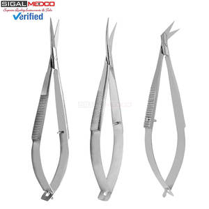 Juego de 3 Tijeras Manuales Micro Iris Castroviejo de 4.5 Pulgadas, Hojas Rectas, Curvas y Anguladas, Extra Afiladas, con Mecanismo de Resorte, Quirúrgicas, Certificadas por la CE - Product Image 6