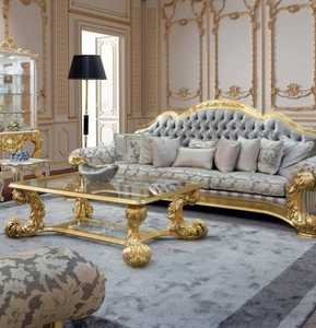 Traditional Hand Curved Living Room <b>Sofa</b> Set Furniture Royal Classic <b>Sofa</b> Set Antique <b>Sofa</b> set <b>Fabric</b> Upholstered For Home Villa - Product Image 5