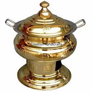 Premium Brass Casserole Food <b>Warmer</b> Traditional Serving Dish with Lid Decorative <b>Buffet</b> Chafing Dish for Home Catering Use - Product Image 1