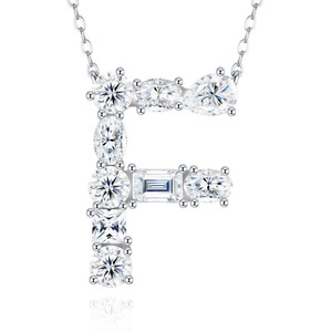 Letter Heart Freshwater Pearl Moissanite Pendant Link Chain <b>Necklace</b> with Multiple Cut Stones VVS1 925 <b>Silver</b> Hip Hop Style - Product Image 6