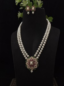 Hermoso Conjunto de Collar y Aretes de Perlas Naturales Blancas de Alta Calidad, Grado AA, con Brillos Deslumbrantes, para Mujeres y Niñas, Ideal para Bodas y Fiestas - Product Image 3