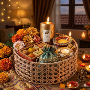 Cesta Redonda de Mimbre y Ratán para Frutos Secos, Bocadillos, Velas, Cestas de Regalo Diwali de Vietnam - Product Image 4