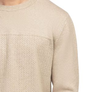 <b>Men</b> Beige <b>Crew</b> <b>Neck</b> Knit <b>Sweater</b> Long Sleeve Pullover Casual Warm Soft Fashion Knitwear Custom Logo OEM Manufacturer Wholesale - Product Image 6