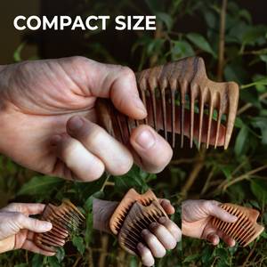 Sustainable Eco-Friendly Natural Neem Wood <b>Beard</b> Comb Handmade Wide Tooth Hair <b>Care</b> Scalp Massage Hair Styling Tool Wholesale - Product Image 2