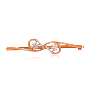 Rose Gold Lab Grown Diamond Round Brilliant Cut Classic Floral 14K Women's <b>Bangle</b> <b>Bracelet</b> - Product Image 2
