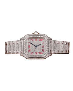 Full White Gold Round Cut Diamond Watch Moissanite on <b>Face</b> Quartz Watches for Export Sale Roman Dial Hip Hop Diamond Watch - Product Image 1