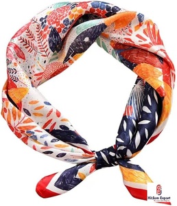 Custom Printed Short <b>Scarf</b> Fabric White Label Textile Manufacturer OEM ODM Fashion Accessories Custom Branding Export - Product Image 2
