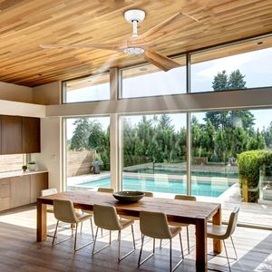 Moderno Ventilatore da soffitto per interni 52 \ "con telecomando 3 lame con finitura bianco opaco per soggiorno camera da letto con Patio-motore a corrente continua reversibile - Product Image 4