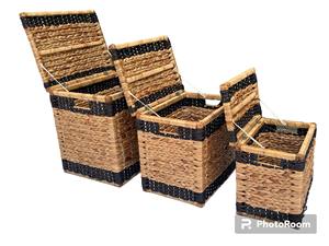 Eco-Friendly Set of 3 Purple Handwoven Seagrass & Water Hyacinth Storage <b>Baskets</b> - Product Image 6