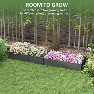 Bac à légumes surélevé en bois verni de 96 po x 24 po x 10 po avec 2 bacs de plantation et doublure en tissu non tissé pour plantes d'extérieur, gris - Product Image 4