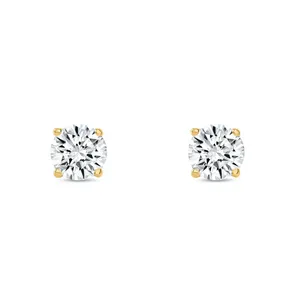 Boucles d'oreilles à visser en or jaune 14 carats avec diamant rond de 1 carat créé en laboratoire E/VVS - Product Image 2