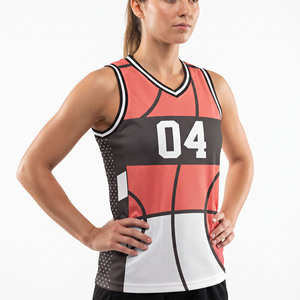 Chaleco de Baloncesto Transpirable de Malla para Mujer, Chaleco de Baloncesto Sublimado Completo, Camisetas de Baloncesto sin Mangas con Cuello en V para Mujer - Product Image 1