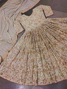 2022 pakistanais indien Anarkali robe prête à l'emploi Salwar Kameez robe de mariée cousue Shalwar Kameez en soie occasions spéciales - Product Image 4