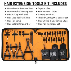 Kit d'outils professionnels pour extensions de cheveux : pinces métalliques, ciseaux, peignes, ensemble d'installation et de retrait pour perruques et extensions à clipser - Product Image 2