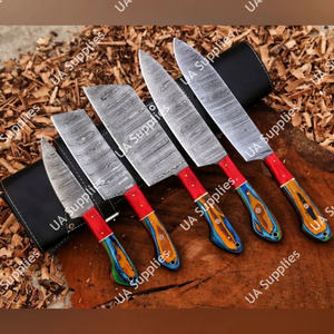 Wholesale Price 5pcs <b>Sharp</b> Damascus Steel Professional Chef Modern <b>Knives</b> Kitchen <b>Knife</b> <b>Set</b> OEM Customized Pakka Wood - Product Image 2
