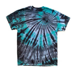 T-shirt personnalisé avec logo tie-dye, 100% coton, design spiralé, streetwear oversize, décontracté, unisexe, vente en gros - Product Image 3