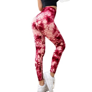 Leggings sans couture taille haute pour femmes, tissu tricoté respirant, impression tie-dye pour le yoga, la course à pied, les sports décontractés - Product Image 1