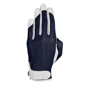 Gant de golf pour homme en cuir Cabretta, paume bleu marine, dos en maille respirant, léger, extensible, adhérence douce, main gauche, extérieur - Product Image 1