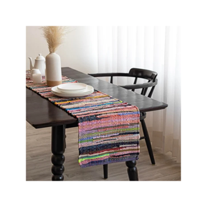Bohemian Cotton Table <b>Runner</b> 260 GSM Slub Weave Wash Safe Long Lasting Eco Crafted Geometric Yellow White Woven With Tassel - Product Image 5
