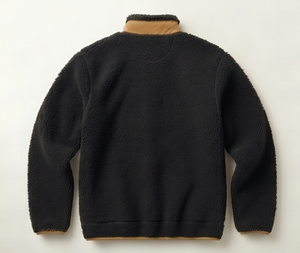 Veste en polaire noire pour homme, fermeture éclair, col montant, vêtement d'hiver décontracté, coupe régulière, doublure en sherpa, manteau épais et chaud - Product Image 2