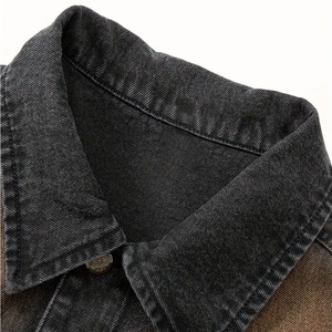 Gilet en jean marron délavé pour homme, col rabattu, couleur unie, vêtement d'extérieur décontracté en coton tissé, simple boutonnage, pour l'automne - Product Image 4