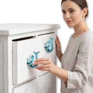 Ba <b>Mermaid</b> Cast Iron Cabinet Knobs Blue Distressed Waterproof Easy Installation Shelf Supports Connectors - Product Image 4