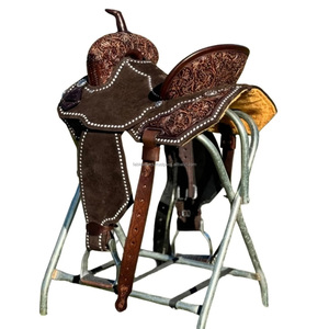 Silla de Montar Occidental de Cuero Genuino de Primera Calidad, Hecha a Mano, para Carreras de Barriles y Equitación con Juego de Accesorios a Juego - Product Image 4