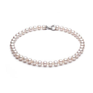 Collar de Perlas de Agua Dulce Redondas de 9-10 mm con Buen Brillo y Piel Limpia, Regalo Navideño para Mamá y Suegra - Product Image 1