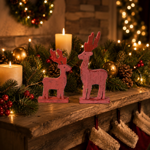 Ensemble de Décoration de Noël Moderne en Bois en Forme de Renne |   Figurines de table festives artisanales, écologiques, durables et multi-tailles - Product Image 2