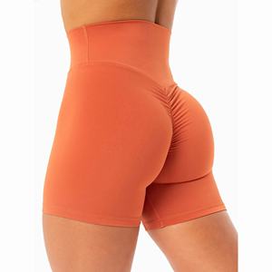 Women's Comfortable Breathable <b>High</b> <b>Waist</b> Gym Yoga <b>Shorts</b> Tummy Control Stretchy Workout Custom Logo Solid Pattern Wholesale - Product Image 1