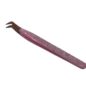 Pinzas para pestañas de acero inoxidable de calidad fina, pinzas para pestañas rectas y curvas, suministros para extensiones de pestañas - Product Image 1